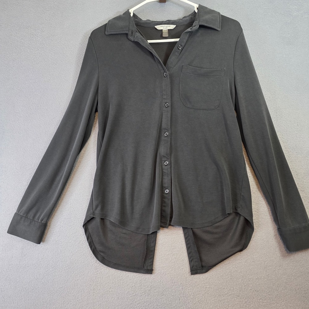 Cable & Gauge Studio Womens XS Black Long Sleeve Tuxedo Back Button Up Shirt